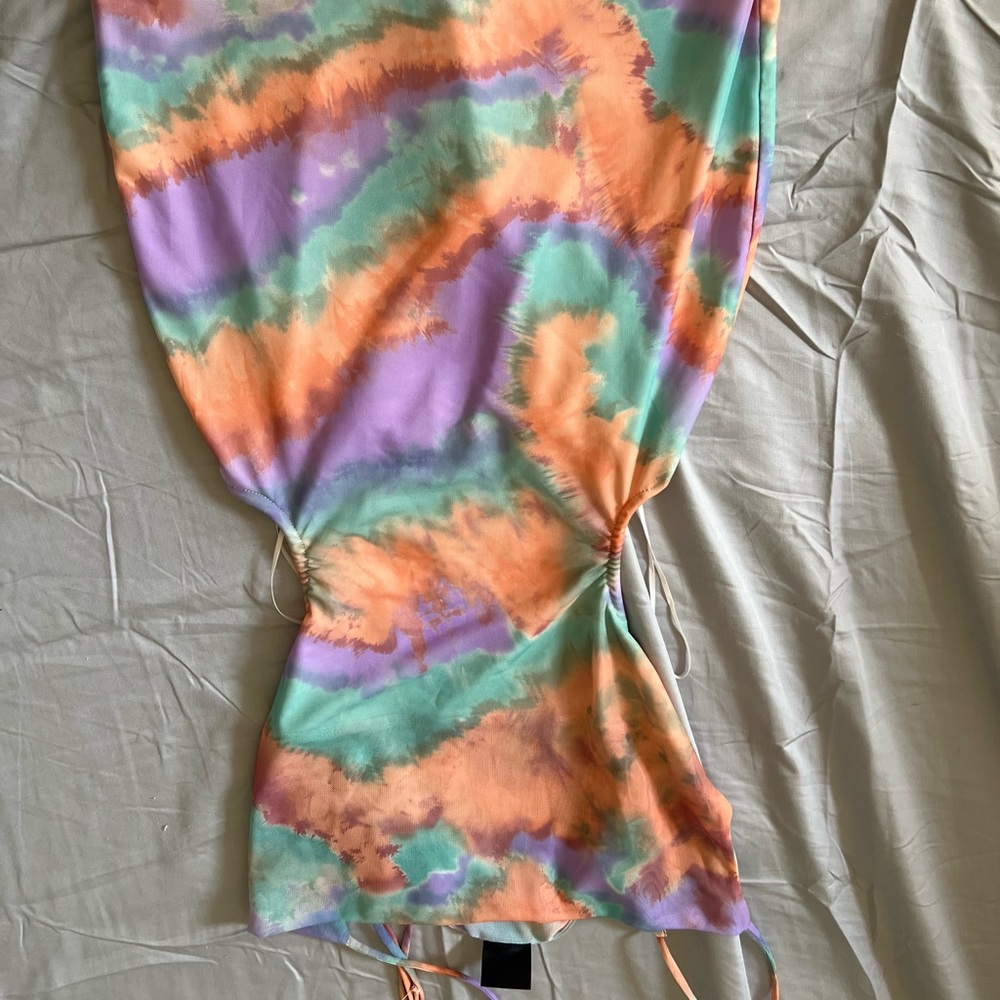 Tye dye print mesh dress